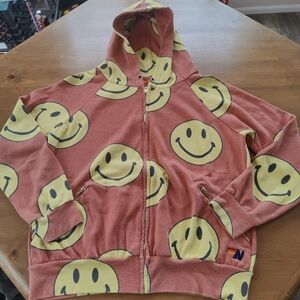 Aviator Nation SMILEY REPEAT RELAXED PULLOVER HOODIE - RED size Large